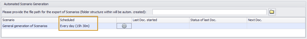 Scenario export scheduled for every day at 3 30 p.m.