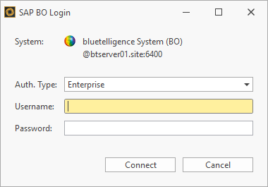 BO Login window