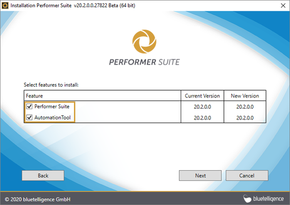 Feature Selection with Performer Suite and Automation Tool selected