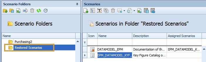 Restored Scenarios Folder in the Scenario Directory