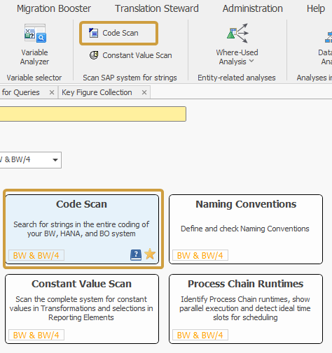 Code Scan in the system Scout ribbon and in the System Scout search