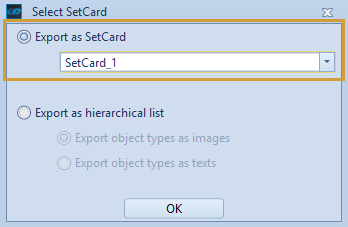 Export as SetCard option in the Excel export of a Query with selection of the SetCard