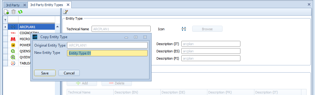 Copy entity type Window