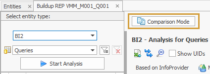 Comparison Mode button on the left side of the object selection of analyze and Compare