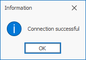 Pop-up with the Info, that the connection was successful