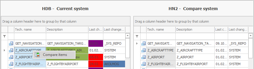Compare Items in the context menu