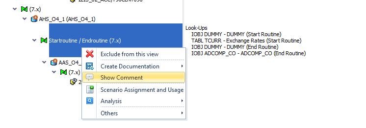 Show comment in context menu of transformation in the Data Flow