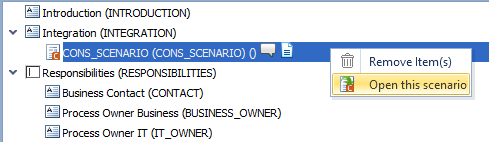 Open Scenario in context menu of a consumable scenario in the the structure of a Scenario