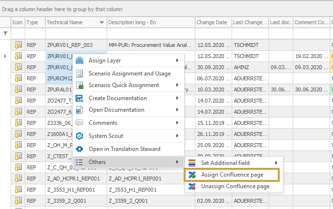 Assign Confluence Page in the context menu of an object