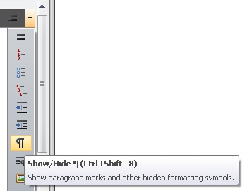 Show and Hide Paragraphs button in the comment editor