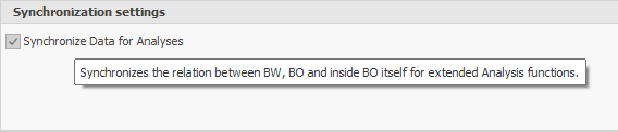 Synchronize Data for Analyses option in the BO Synchronization