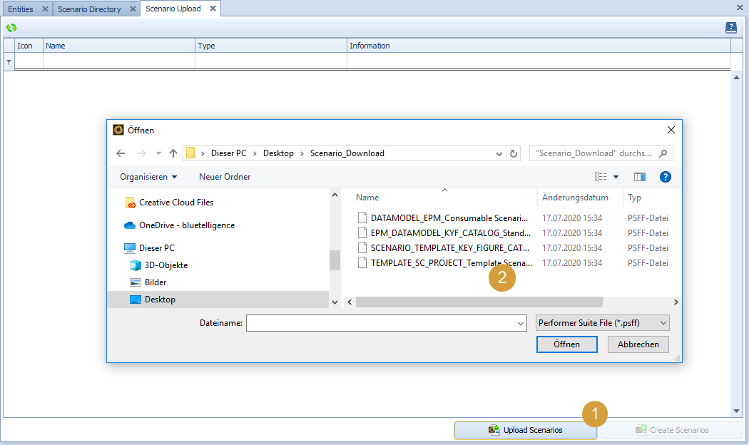 File selection for the Scenario upload