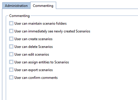 Overview of the commenting section of the role authorizations