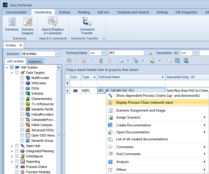 Display Process Chain in the context menu of a Process Chain