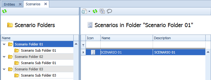 corresponding Scenario Folders displayed in the scenario directory