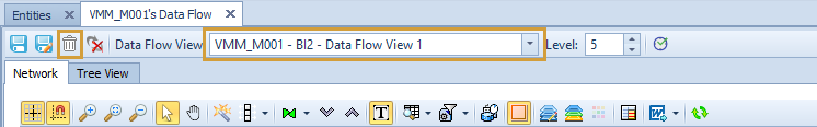 Delete button in the toolbar to delete the currently selected Data Flow View