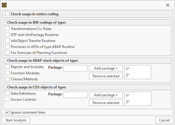 Dialog Window to select where the code should be searched