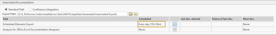 Scenario export scheduled for every day at 3 30 p.m.