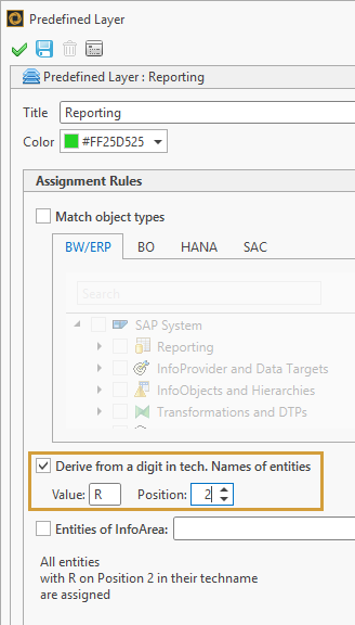 All objects with an R as their second character to be assigned to the Reporting Layer