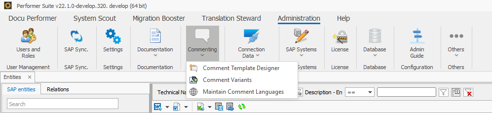 Maintain comment Languages in the Commenting dropdown of the administration ribbon