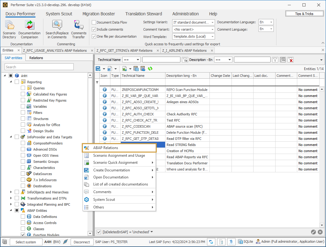 ABAP Relations in Context menu