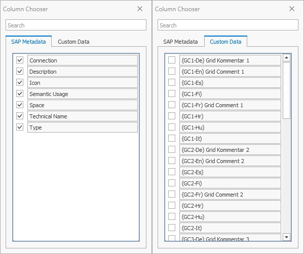 Column Chooser in DSP