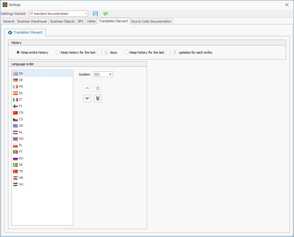 Translation Steward tab in the settings of the Performer Suite