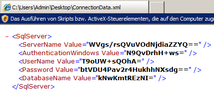 Encrypted Connection Data XML