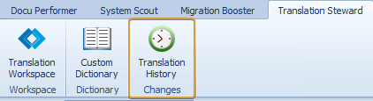 Translation History in the Translation Steward ribbon
