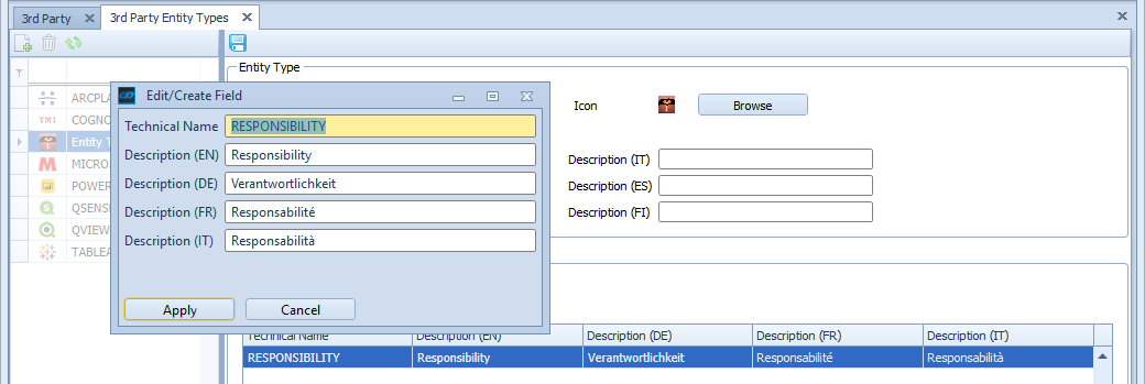 Creation of a field called Responsibility
