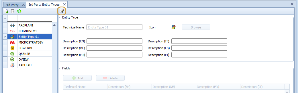 Edit button to edit the specifics of a 3rd party entity type