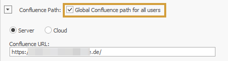Confluence path settings with Global Confluence path for all users activated