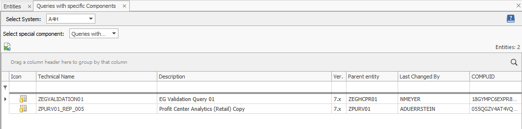 Analysis Results showing two Queries with Cell definitions