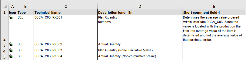 Grid comment in the Excel export of a grid