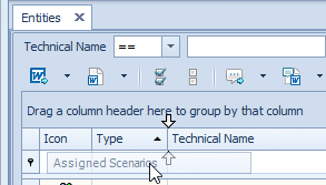 Drag and drop of the column assigned Scenarios