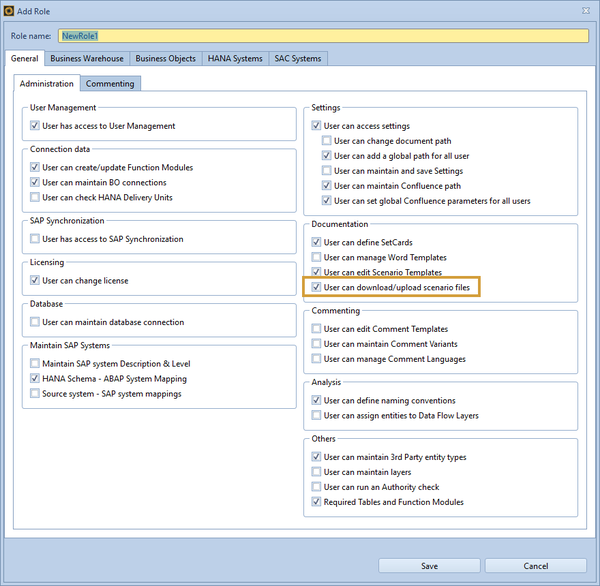 Possibility to allow a role to create and upload Scenario Backups in the Role settings