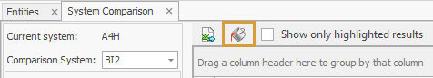 Conditional Formatting button in the toolbar of system comparison