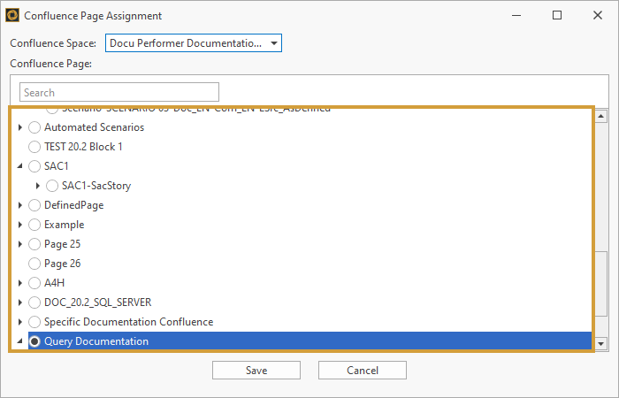 Parent page selection