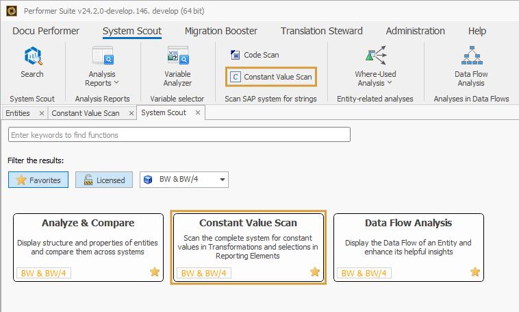 Constant Value Scan in System Scout Search