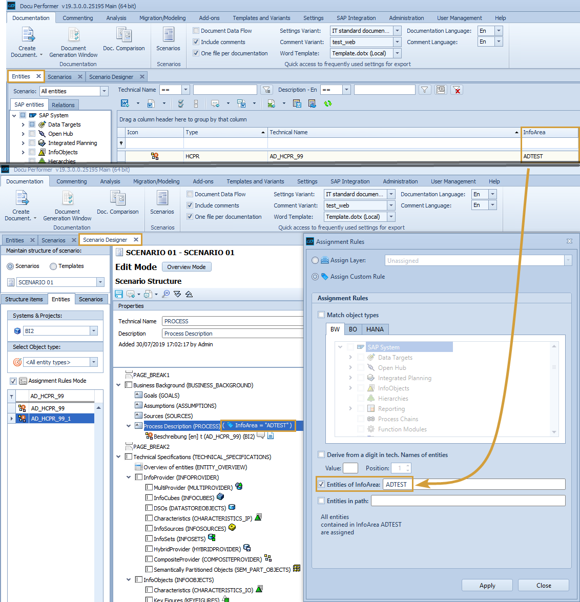 InfoArea set as assignment rule