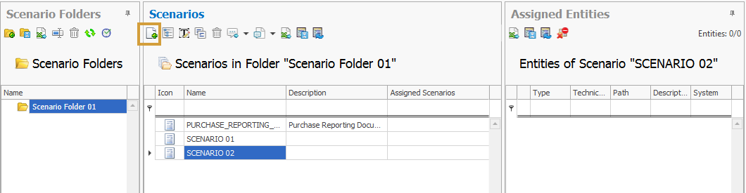 Add Scenario button in the Scenarios area of the Scenario directory