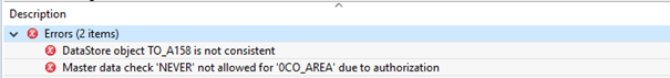 2 Errors in the BW Modeling Tool regarding the Master data check