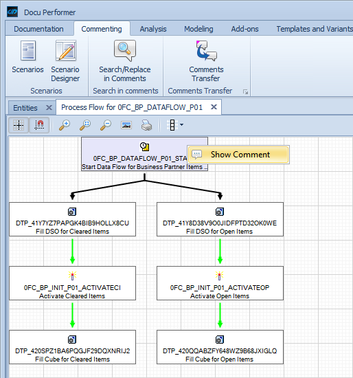 Show comment in the context menu of a Process in the display of the Process Chain