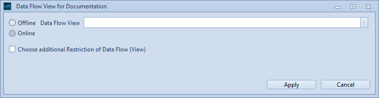 Data Flow view Selection when creating a documentation