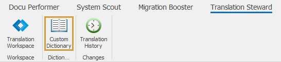 Custom Dictionary in the translation Steward ribbon